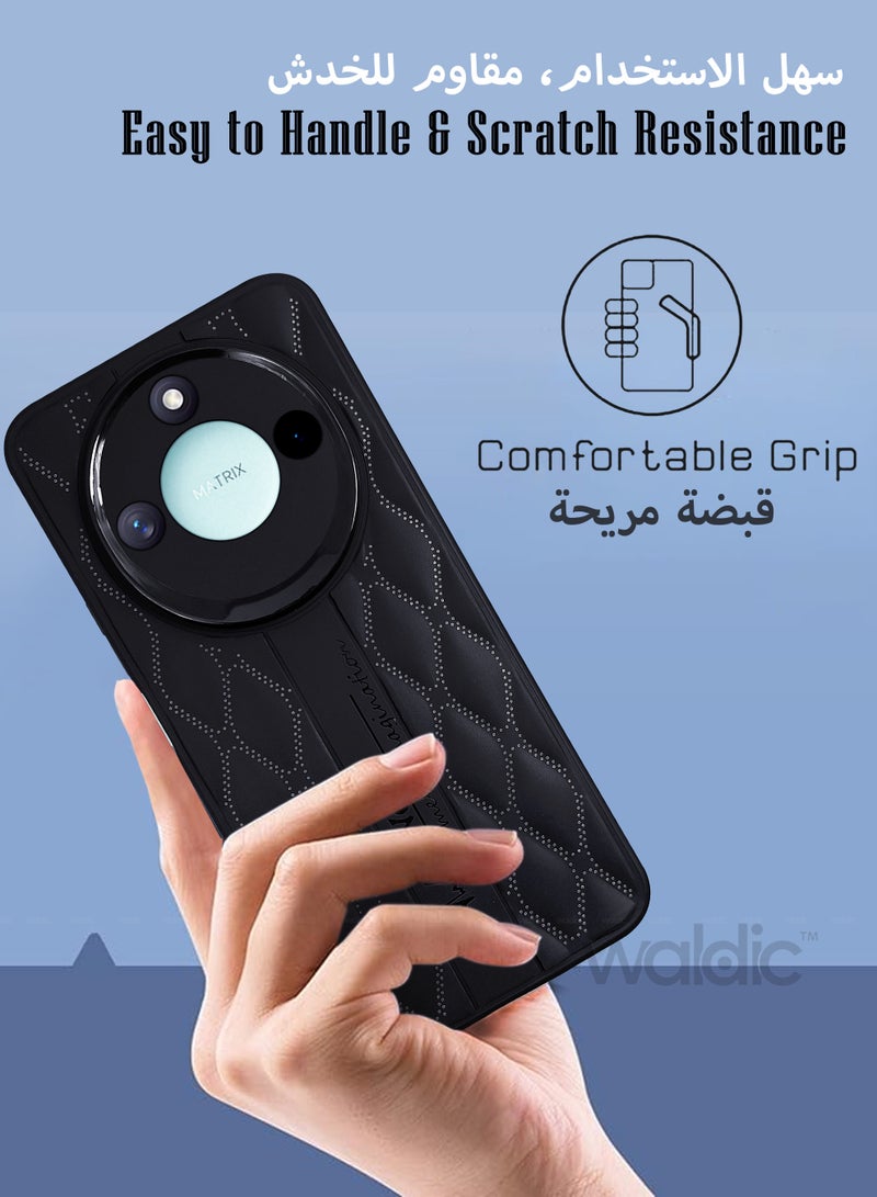 ولديك جراب فاخر لهاتف Honor X9C Smart  | غطاء سيليكون فاخر مصمم لهاتف Honor X9C Smart 5G | جراب Honor X9C Smart 5G، جراب خلفي رفيع واقٍ من السقوط والكاميرا لهاتف Honor X9C Smart 5G - أسود - Image 4
